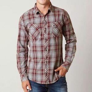 OUTPOST MAKERS flannel shirt Maroon and gray men's size large